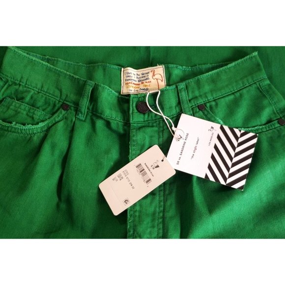 SALE NWT Sandrine Rose X Free People Green Wide Leg Painter Crop Pants Sz 30 - Picture 10 of 11